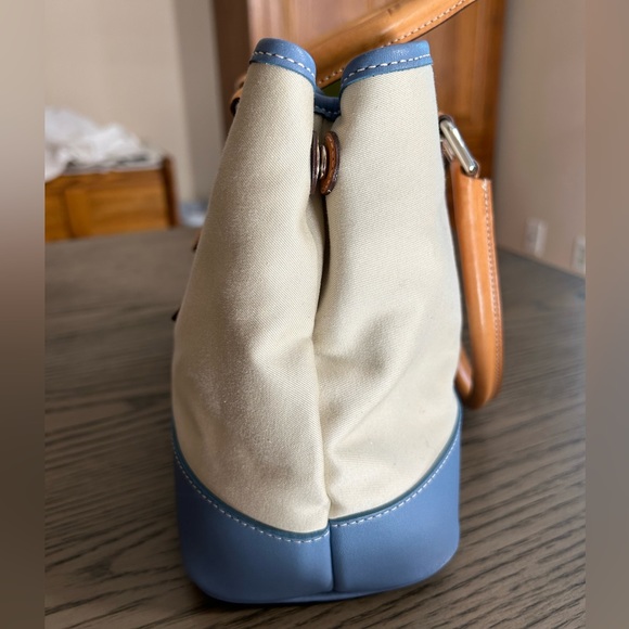 Vintage Coach Canvas & Blue Leather Bag - Picture 3 of 13